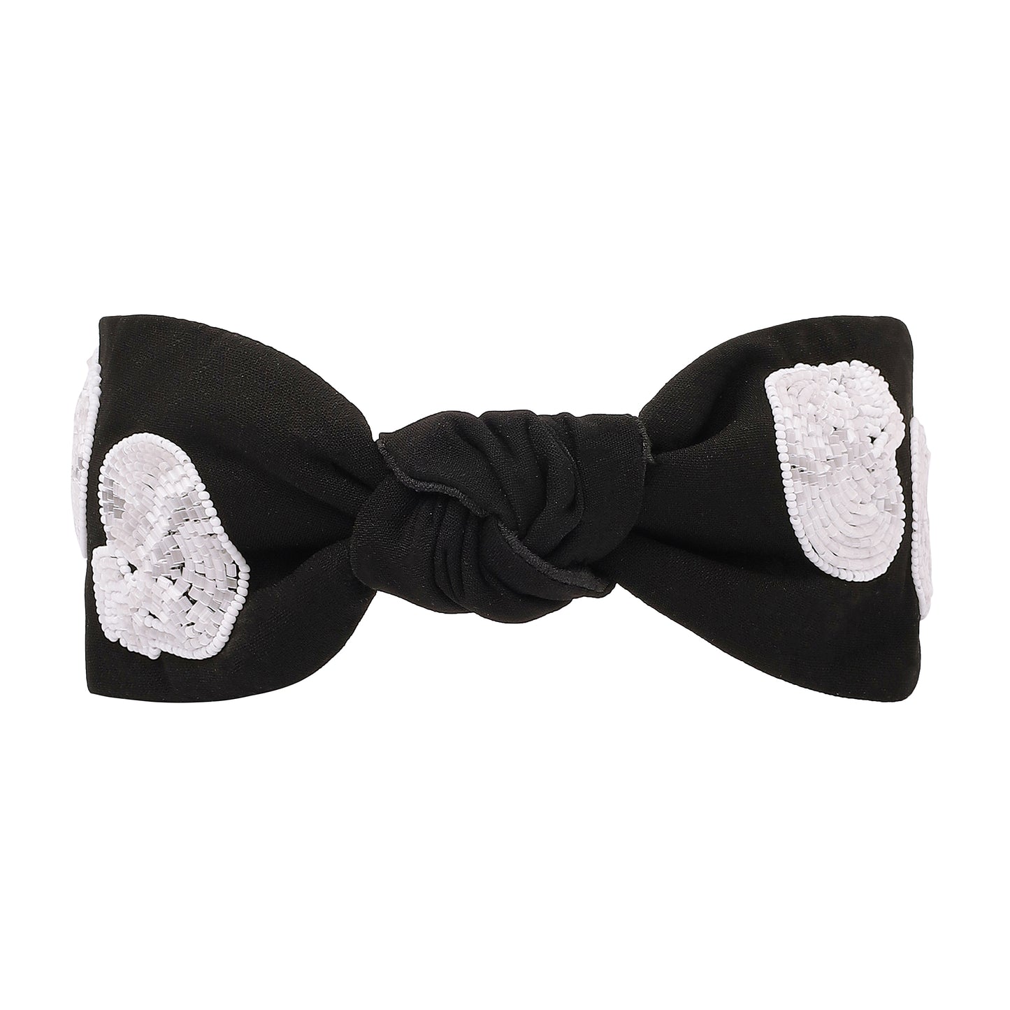 Halloween White Skull Beaded Black Headband