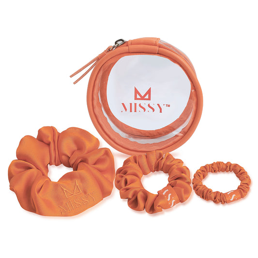 Missy Satin Scrunchie Set with Matching Pouch (Set of 3)