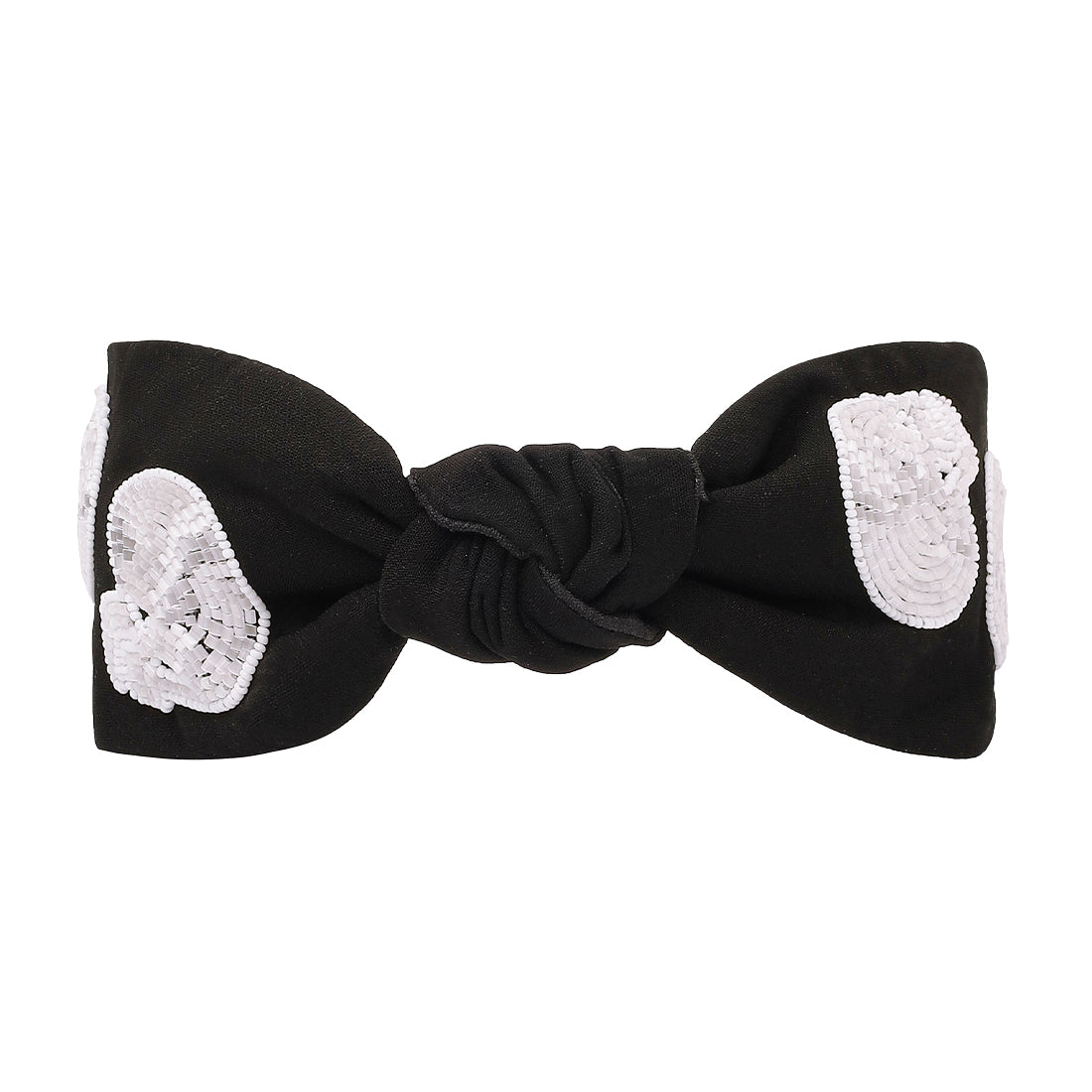 Halloween White Skull Beaded Black Headband