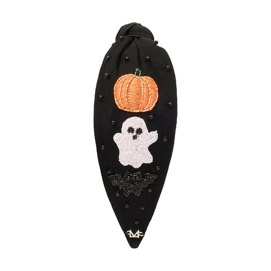 Halloween Pumpkin & Ghost Black Headband
