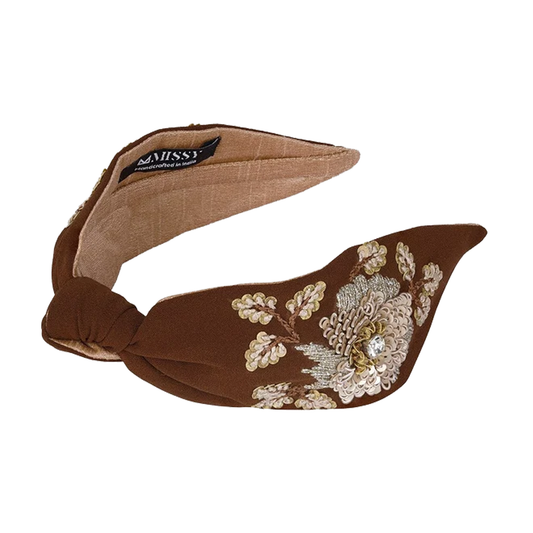 Floral Lumine Headband - Brown