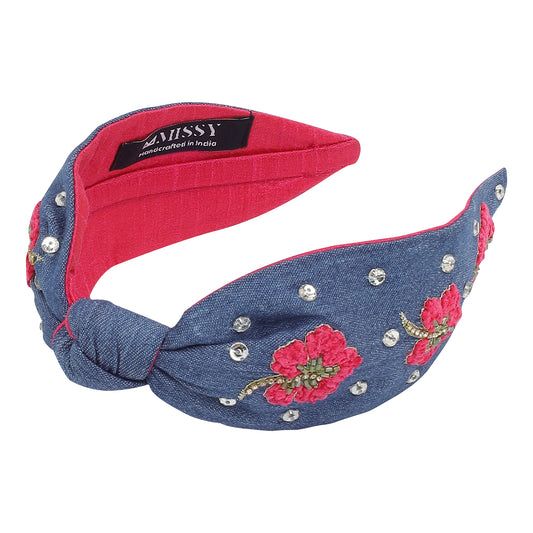 Classic Floral Pearl Embroidery Hairband