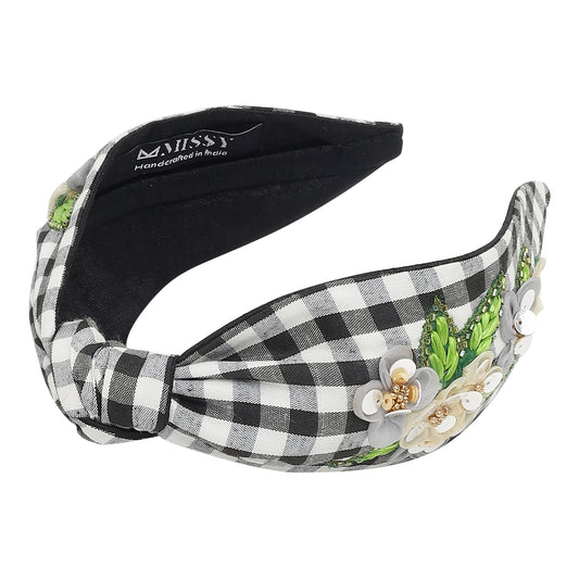 Ivory Blossom Gingham Headband