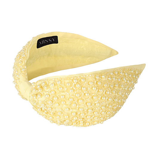 Pearl Embellished Headband- Yellow