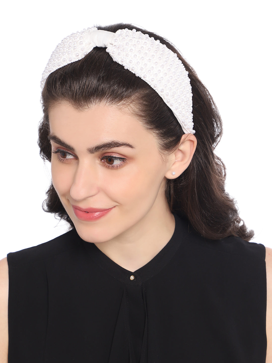 Pearl Embellished Headband- White