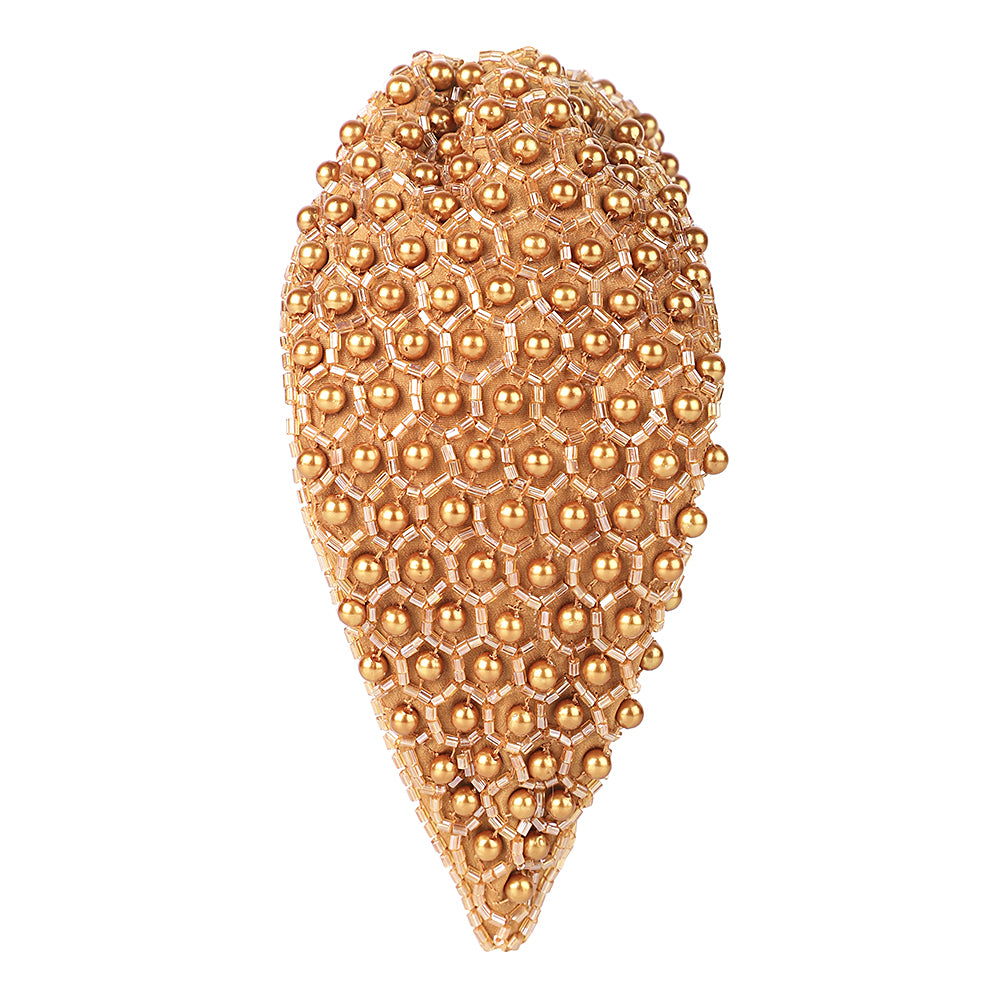 Pearl Embellished Headband- Mustard