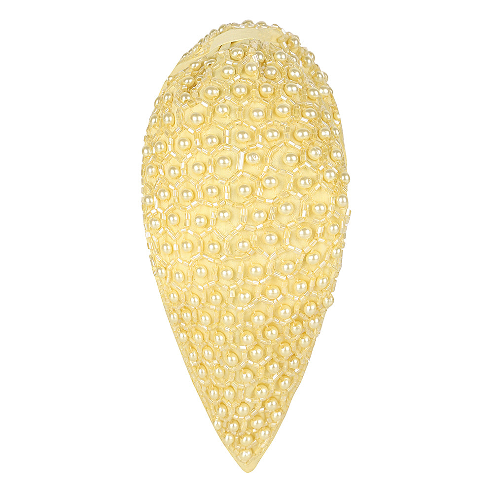 Pearl Embellished Headband- Yellow