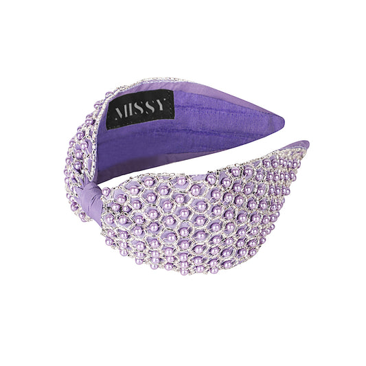 Pearl Embellished Headband- Lavender