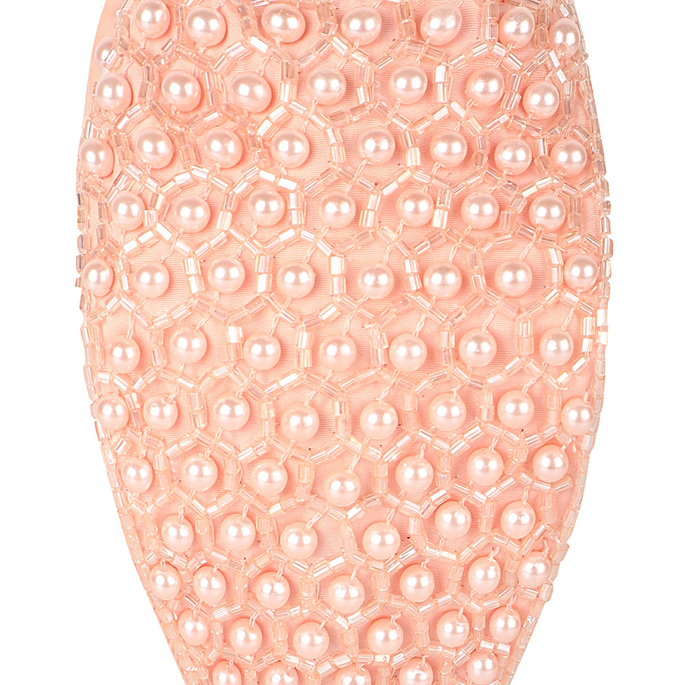 Pearl Embellished Headband- Peach