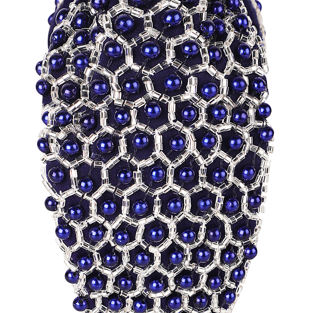 Pearl Embellished Headband- Royal Blue