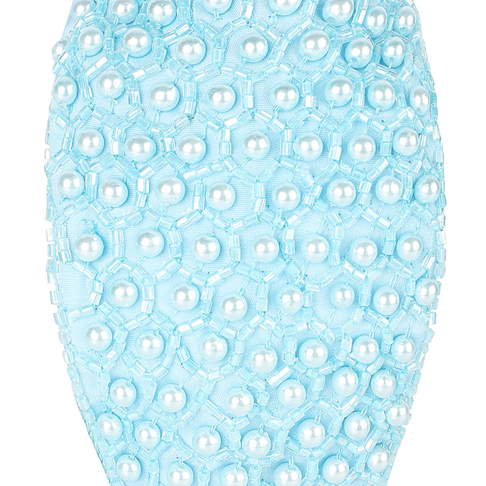 Pearl Embellished Headband- Blue