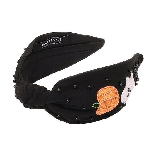 Halloween Pumpkin & Ghost Black Headband