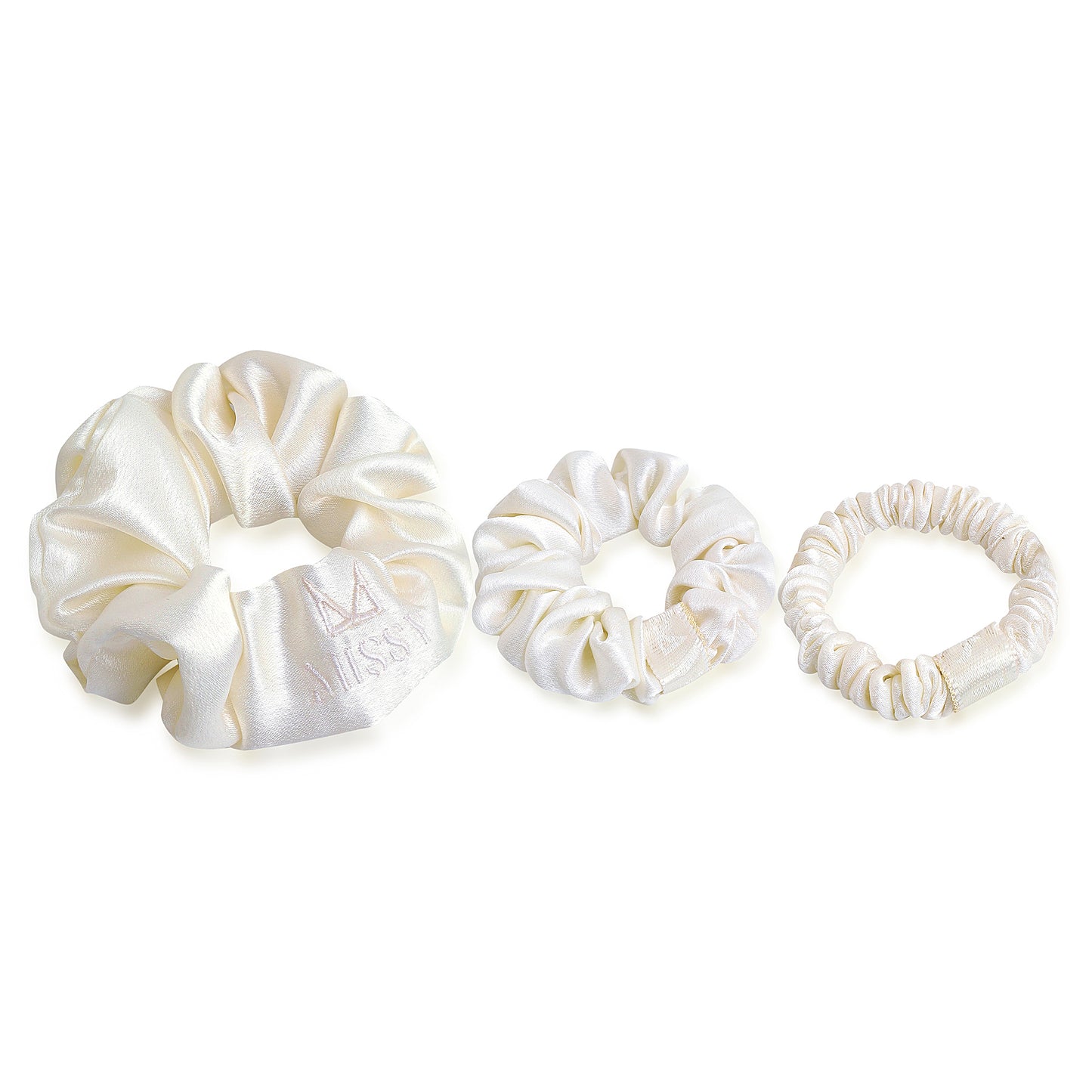 Missy Satin Scrunchie Set with Matching Pouch (Set of 3)