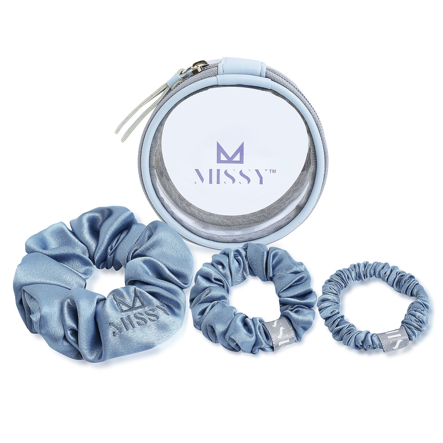 Missy Satin Scrunchie Set with Matching Pouch (Set of 3)