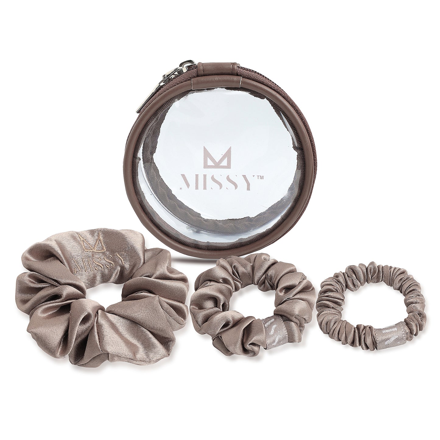 Missy Satin Scrunchie Set with Matching Pouch (Set of 3)