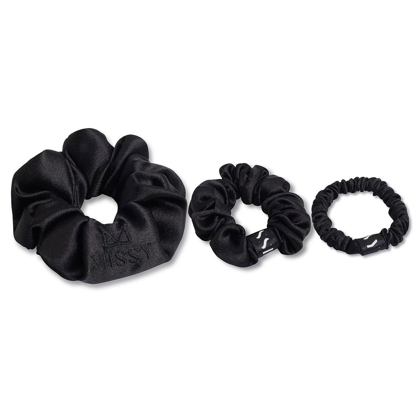 Missy Satin Scrunchie Set with Matching Pouch (Set of 3)