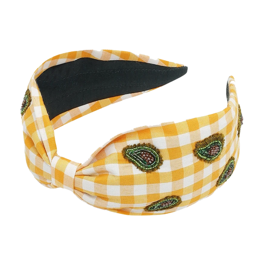 Avacado Gingham Statement Headband