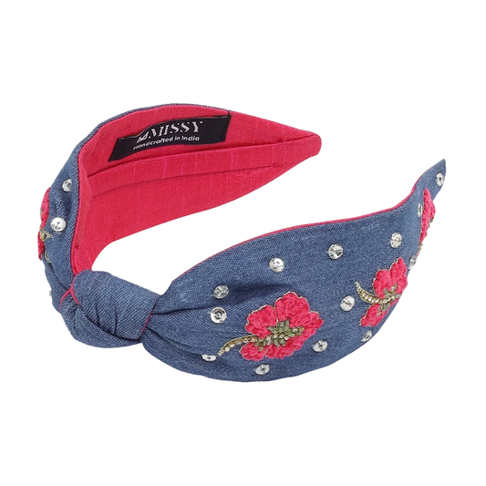Classic Floral Pearl Embroidery Hairband