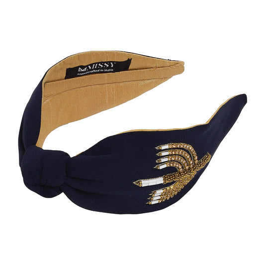 Sapphire Menorah Knotted Headband