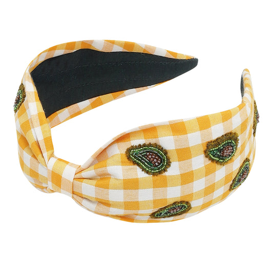 Avacado Gingham Statement Headband