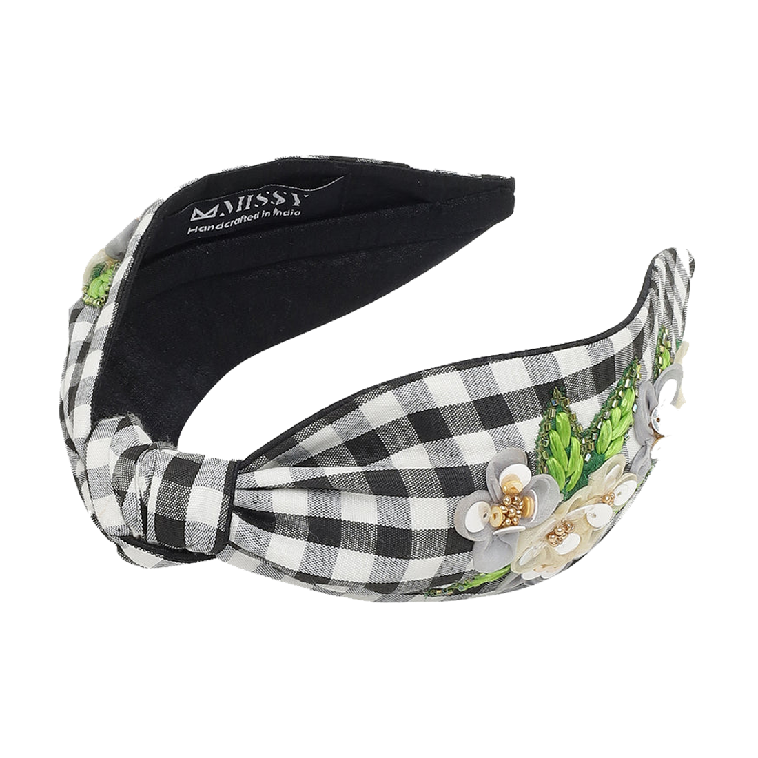 Ivory Blossom Gingham Headband