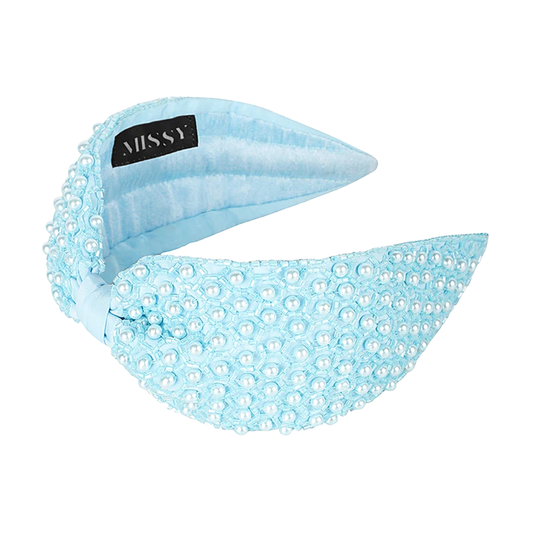 Pearl Embellished Headband- Blue