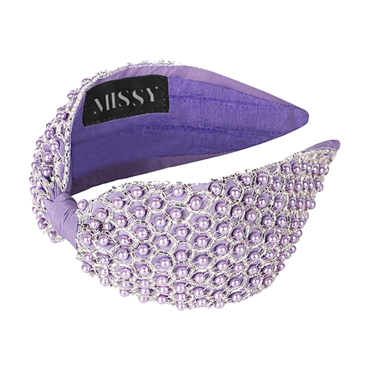 Pearl Embellished Headband- Lavender