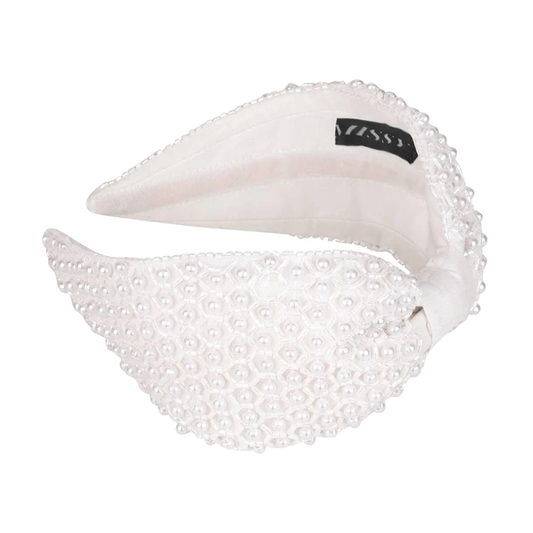 Pearl Embellished Headband- White