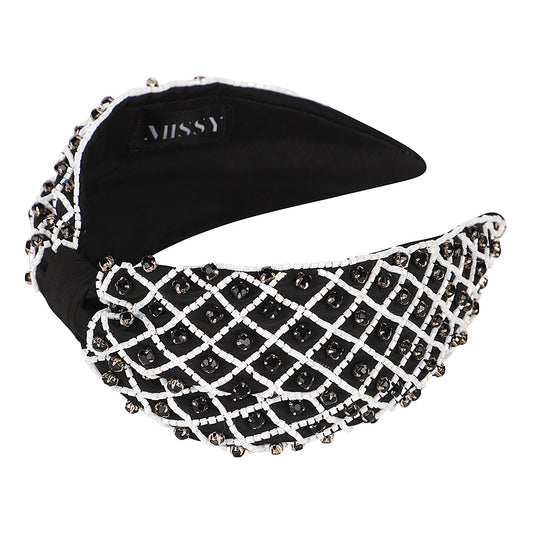 Pearl Embellished Headband- Black