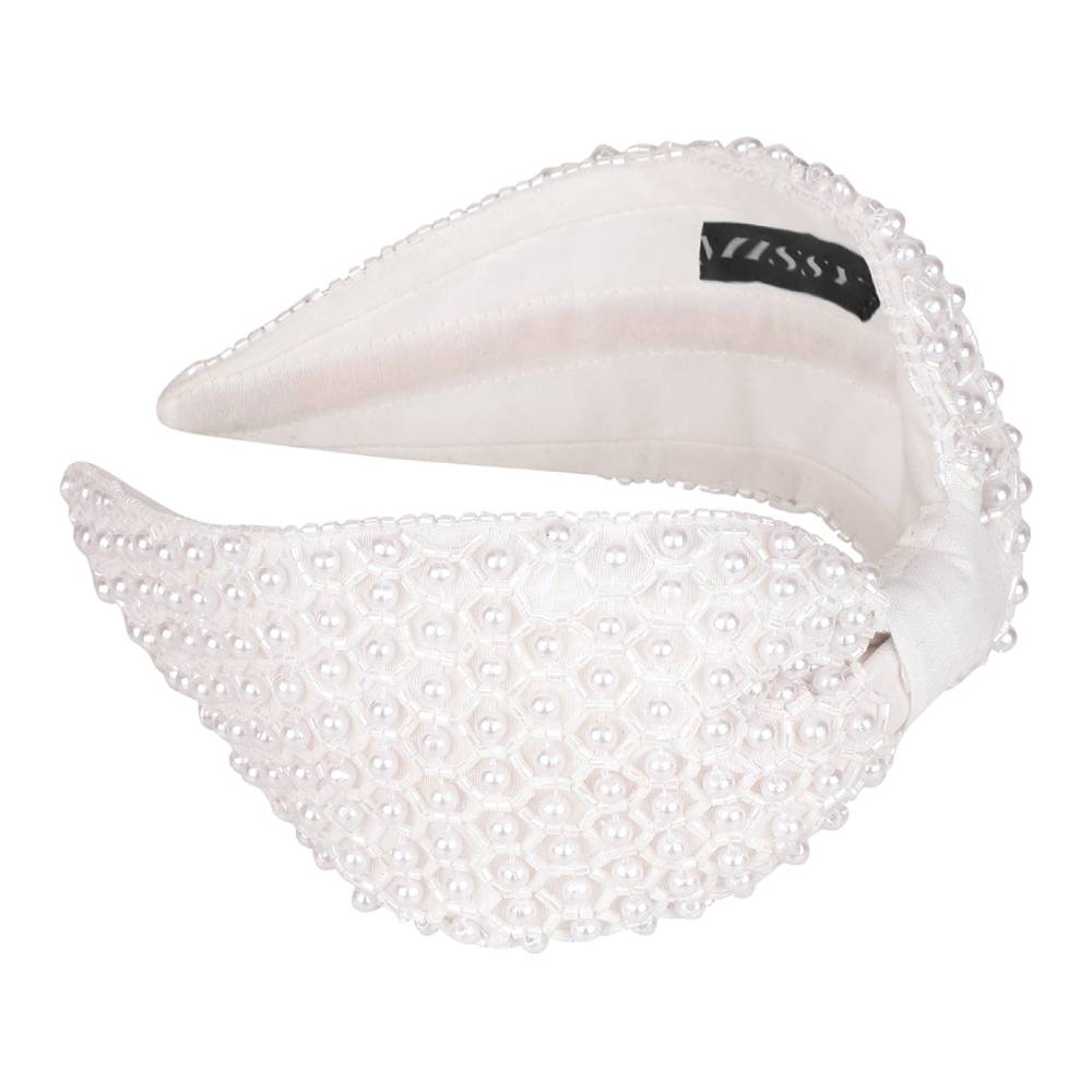 Pearl Embellished Headband- White