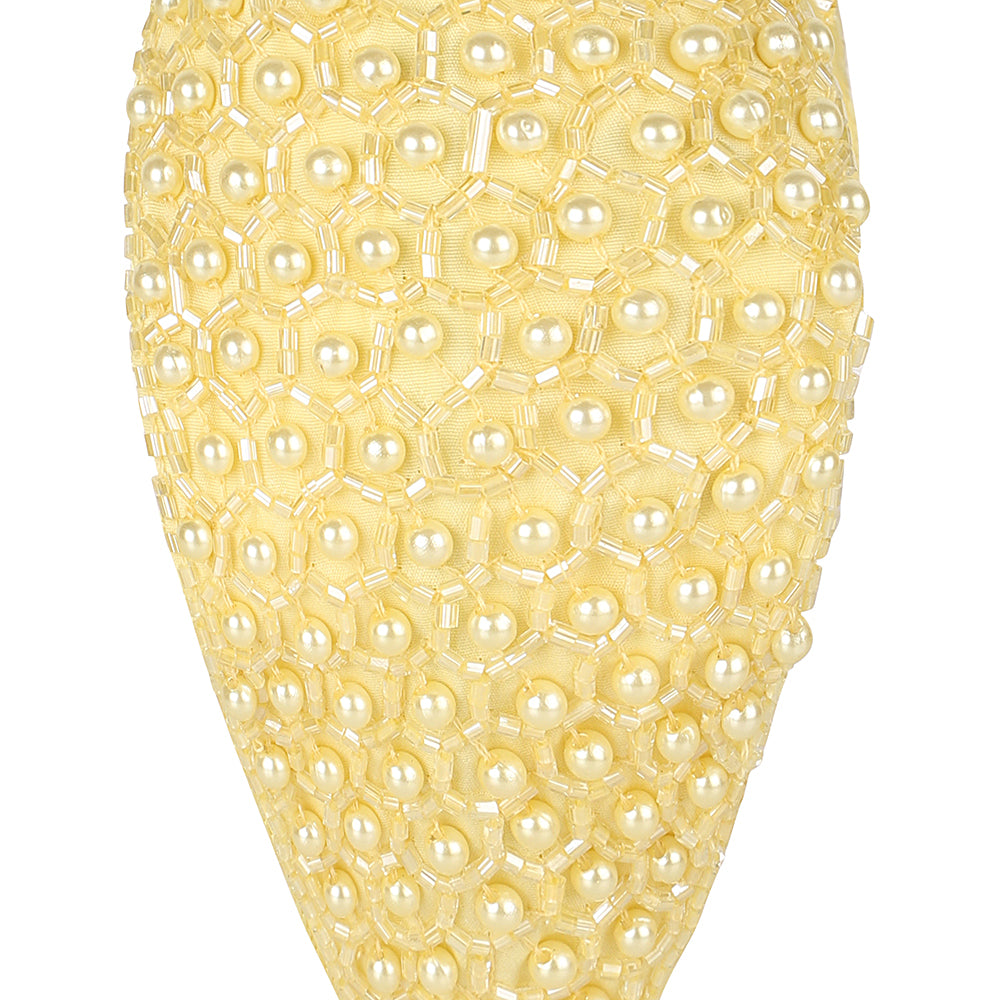 Pearl Embellished Headband- Yellow