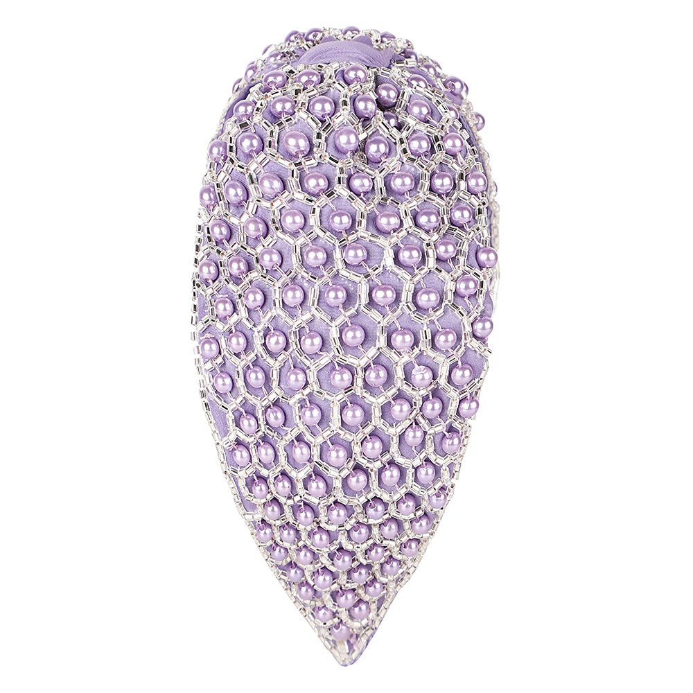 Pearl Embellished Headband- Lavender