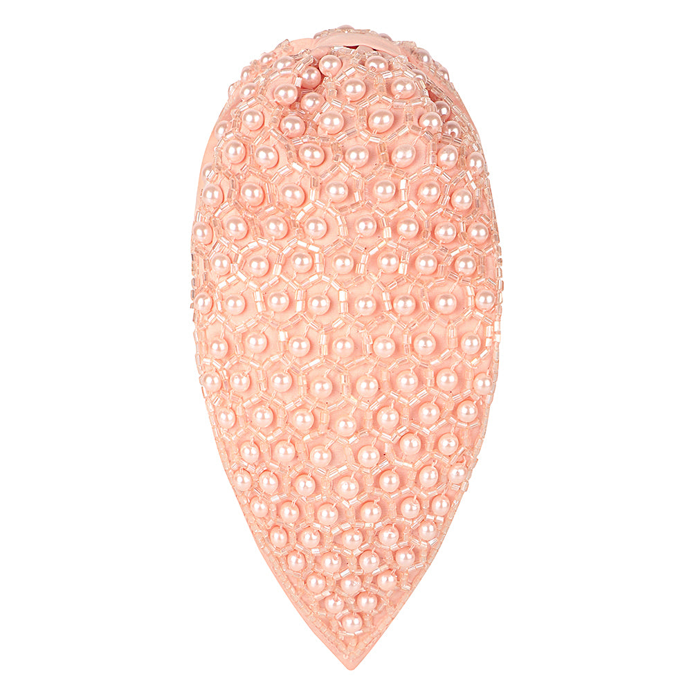 Pearl Embellished Headband- Peach
