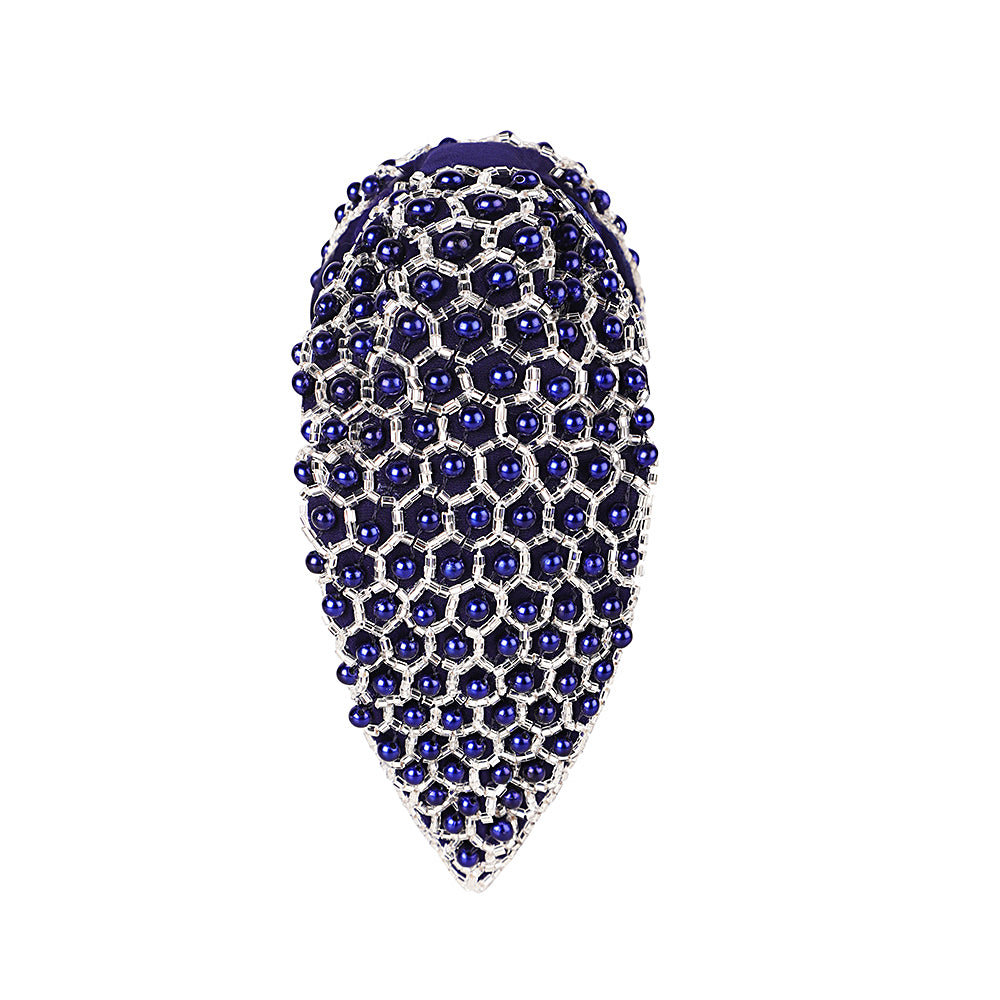 Pearl Embellished Headband- Royal Blue